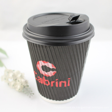 10 Oz desechable personalizada biodegradable Ripple pared papel taza de café y té de embalaje